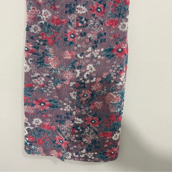 Anthropologie Maeve Purple Floral Sleeveless Jacquard Dress Size 4 - Picture 9 of 11
